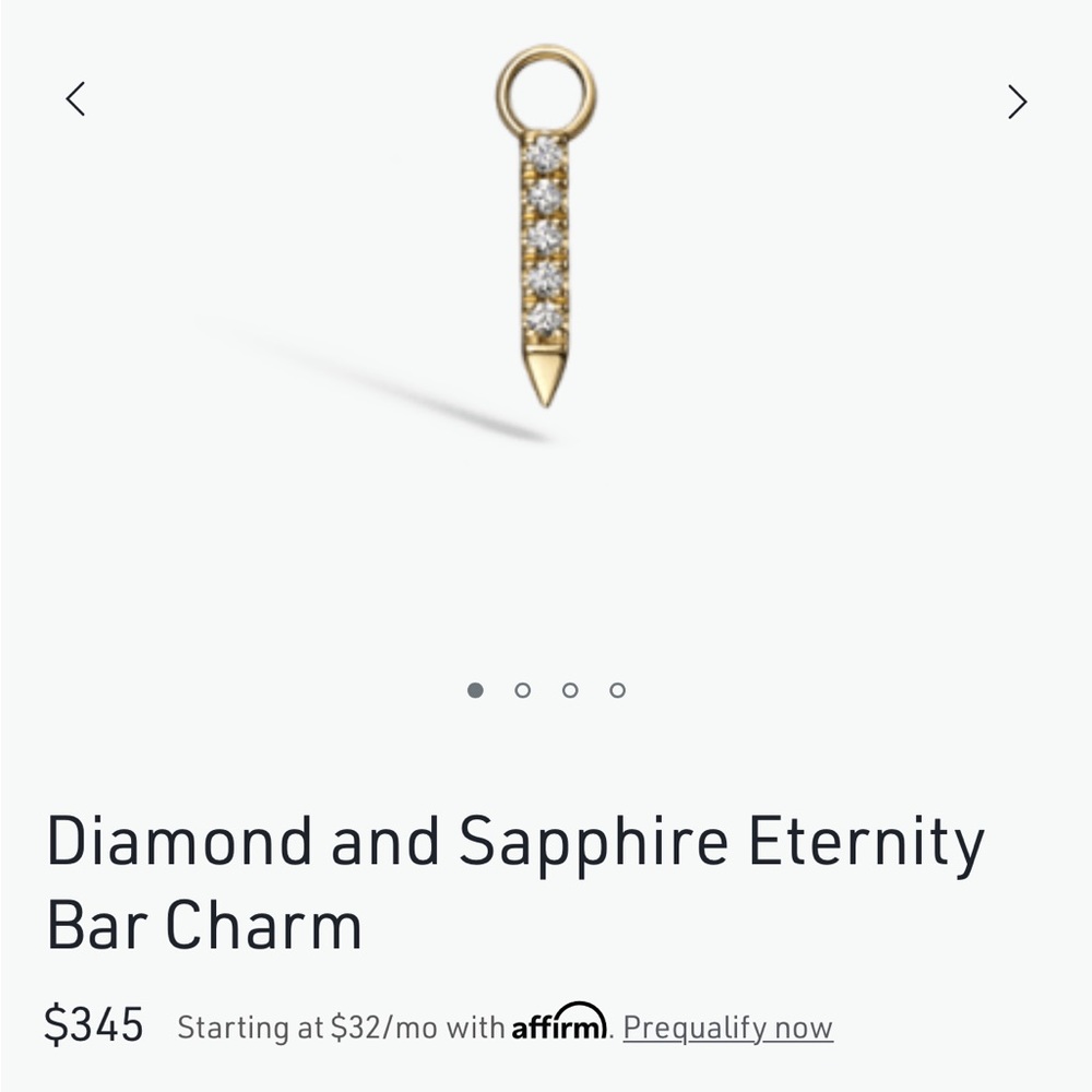 Brand new Maria Tash YG 7 mm long Diamond and Sapphire charm.